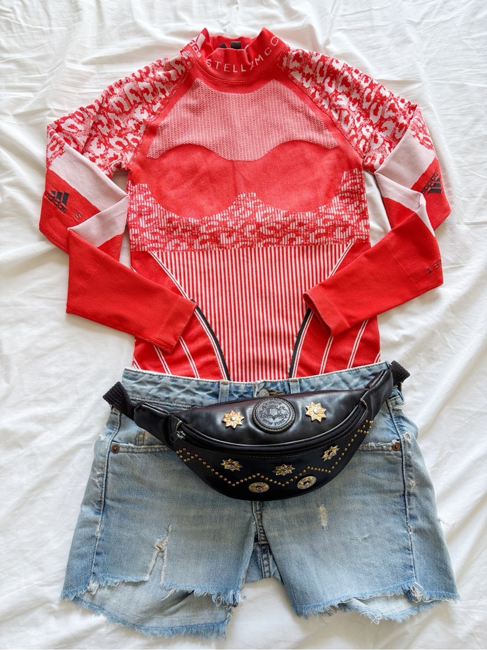 Stella McCartney x adidas bright orangy Graphic Long-Sleeve Athletic -prime knit